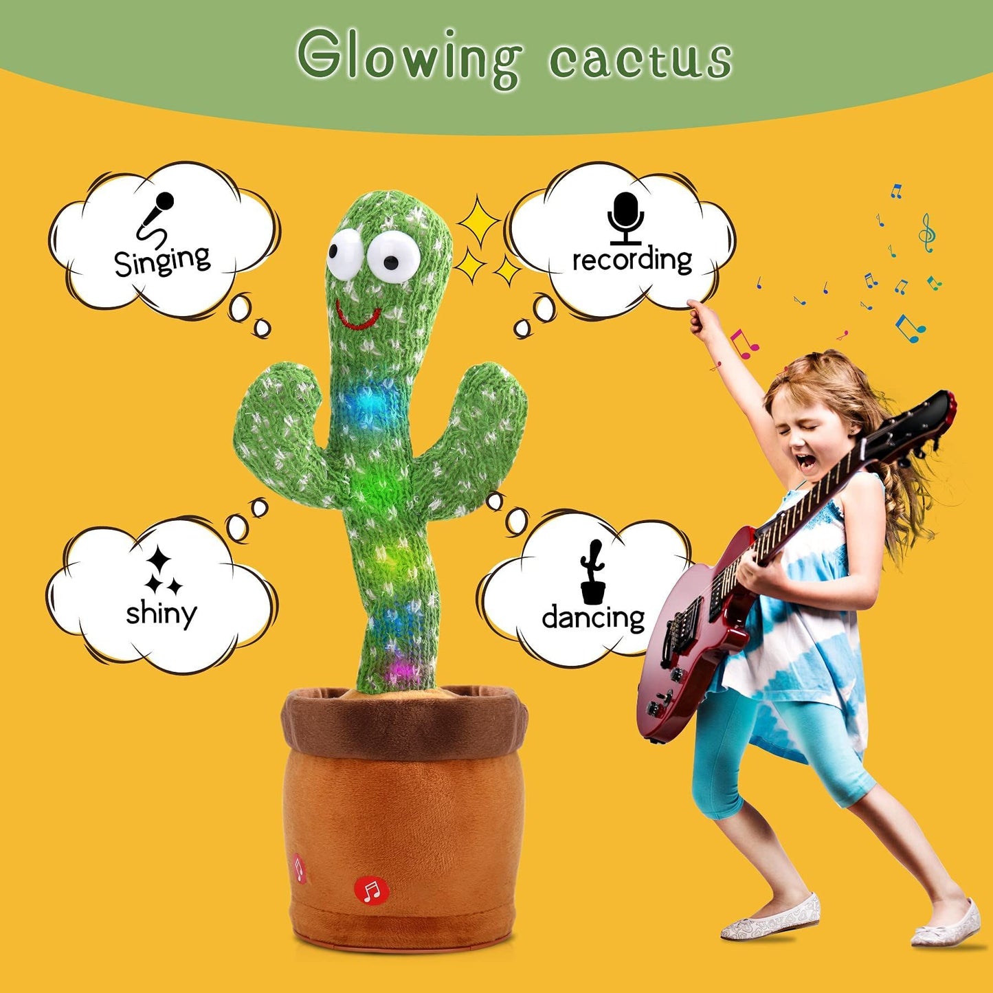 Baby Dancing Cactus Talking Cactus Toys; Wriggle Singing Cactus Repeats What You Say; Baby Boy Toys; Plush Electric Speaking Cactus