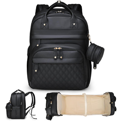 Leather Baby Diaper Bags with Changing Station,Extra large Capacity Baby Diaper Bag Backpack