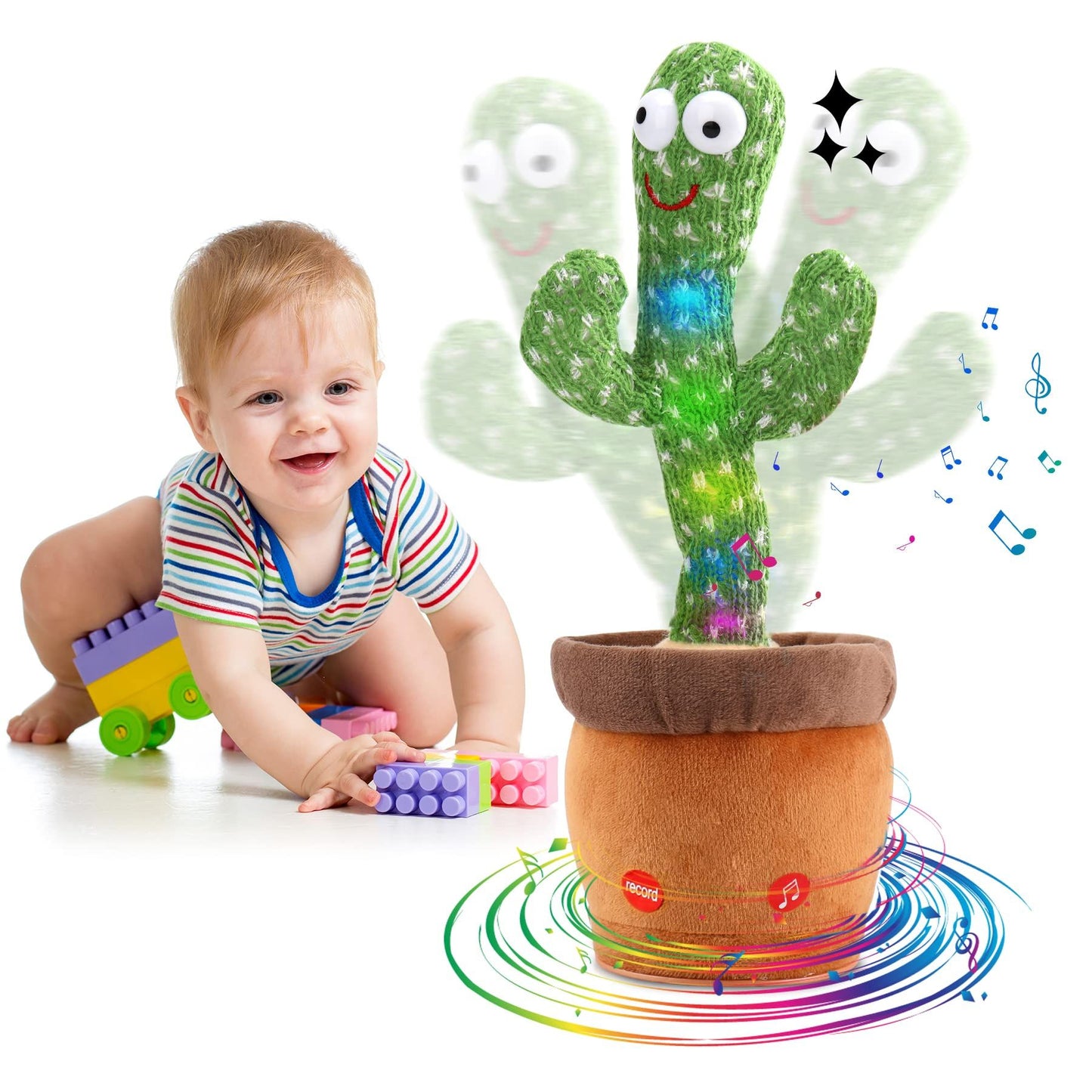 Baby Dancing Cactus Talking Cactus Toys; Wriggle Singing Cactus Repeats What You Say; Baby Boy Toys; Plush Electric Speaking Cactus