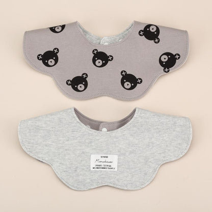 Gray Petal Style Drool Bibs - 100% Cotton Teething Bib with Snap Closure
