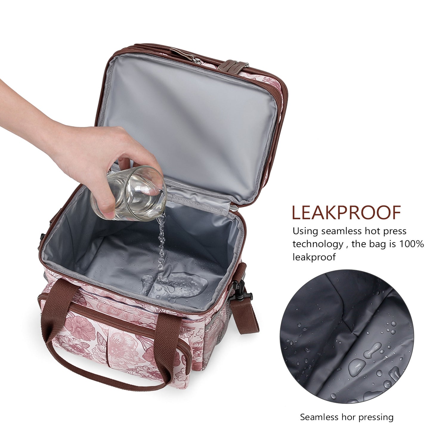 Insulated Breast Pump Bag Cooler – Dual Compartment Leakproof Lunch Tote, Portable Milk Storage Bag for Work & Travel (Floral Prints)