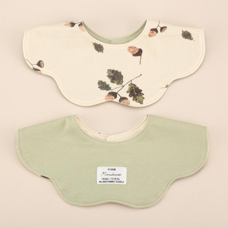 Green Petal Style Drool Bibs - 100% Cotton Teething Bib with Snap Closure
