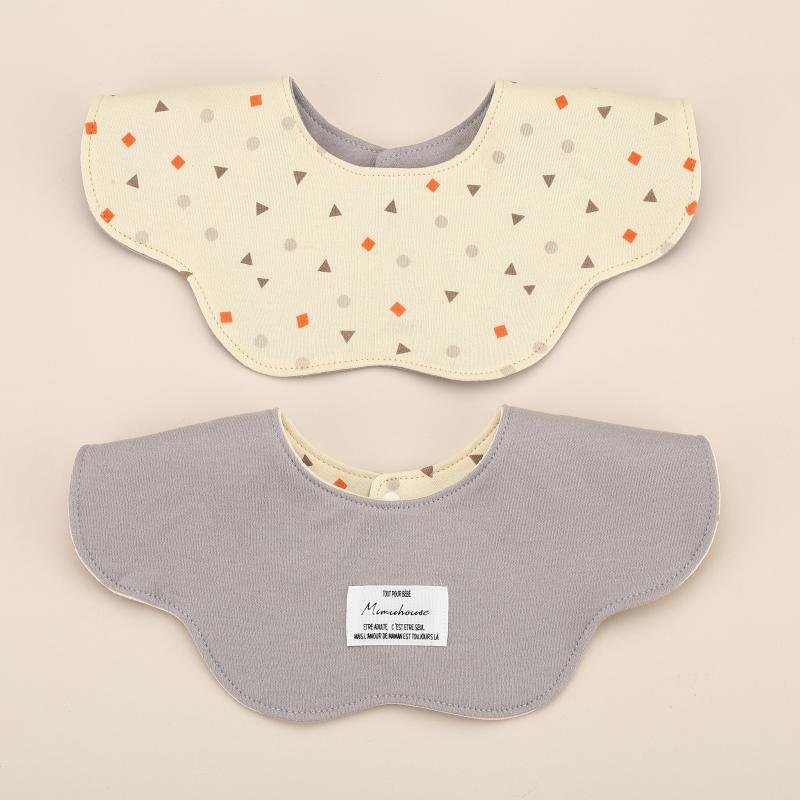 Gray Petal Style Drool Bibs - 100% Cotton Teething Bib with Snap Closure