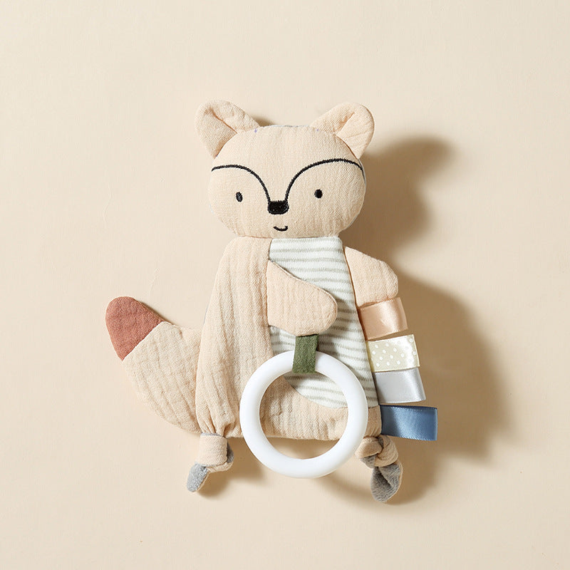 Soft Baby Security Blanket Toy - 3D Bump Fabric Lovey with Cotton Gauze, Lightweight Bunny & Fox Stuffed Animal for Newborn Sleep