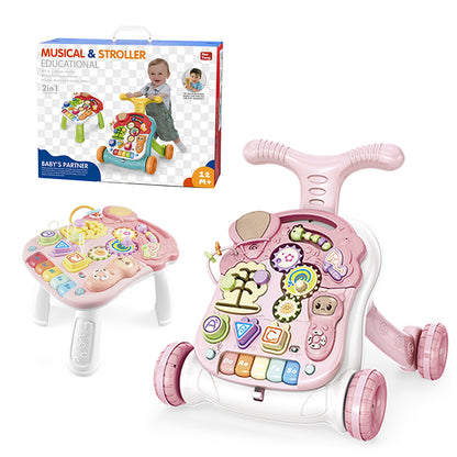 5 in 1 Baby Walker Sit-to-Stand Toys, Learning Walker for Boys Girls Toddler, Multifunctional Educational Activity Center Removable Play Panel, Push Walker Toys Gifts for Infant 6-18 Months