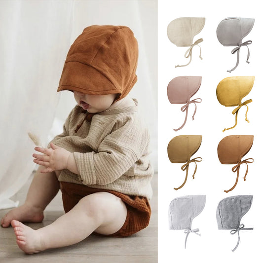 Baby Sun Hat UPF 50+ - Linen Blend Summer Hat for Infant Toddler, Breathable Solid & Striped Beach Cap