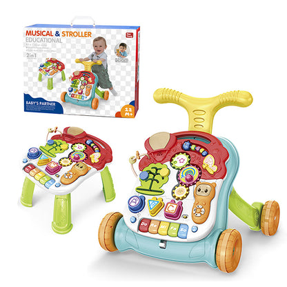 5 in 1 Baby Walker Sit-to-Stand Toys, Learning Walker for Boys Girls Toddler, Multifunctional Educational Activity Center Removable Play Panel, Push Walker Toys Gifts for Infant 6-18 Months