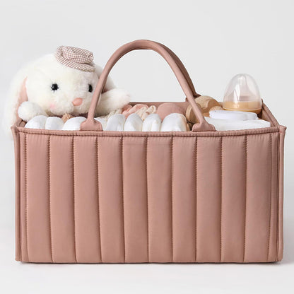 Diaper Tote Bag - Large Capacity 15"x10"x7" Cotton Mommy Bag