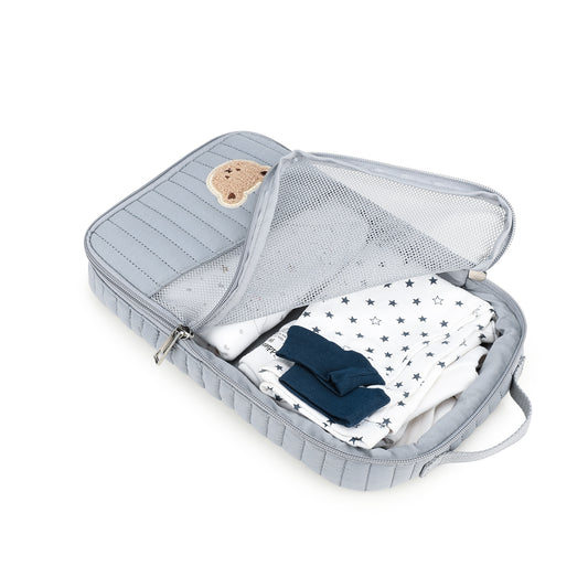 Portable Baby Essentials Organizer with Embroidered Bear, Travel Changing Pad Case for Newborn