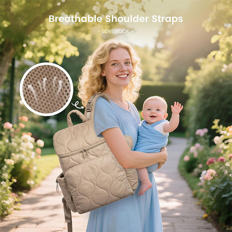 Trendy Lightweight Diaper Bag Backpack – with Changing Pad, Insulated Pockets & Pacifier Case