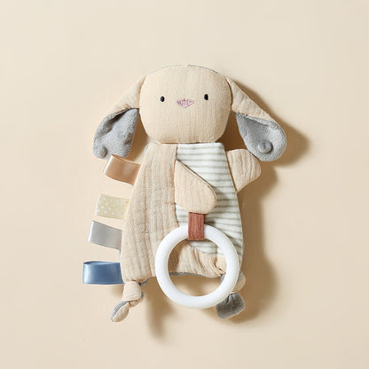 Soft Baby Security Blanket Toy - 3D Bump Fabric Lovey with Cotton Gauze, Lightweight Bunny & Fox Stuffed Animal for Newborn Sleep