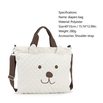 Large Capacity Canvas Diaper Bag Tote - Lightweight Polyester Mommy Bag with Shoulder Strap, 3-in-1 Handbag Crossbody for Travel & Daily Use