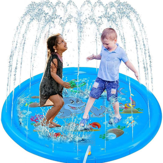 3-in-1 Splash Pad and Sprinkler Pool, Outdoor Water Play Mat for Babies and Toddlers, 60 Inch Learning Toy