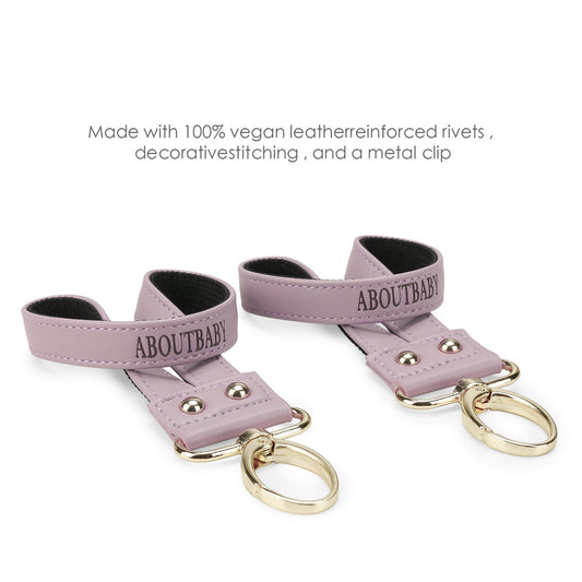 360° Rotating Stroller Hooks – Premium Vegan Leather Clips for Bags & Caddies, Heavy Duty Metal Snaps (Pair, Water Resistant)