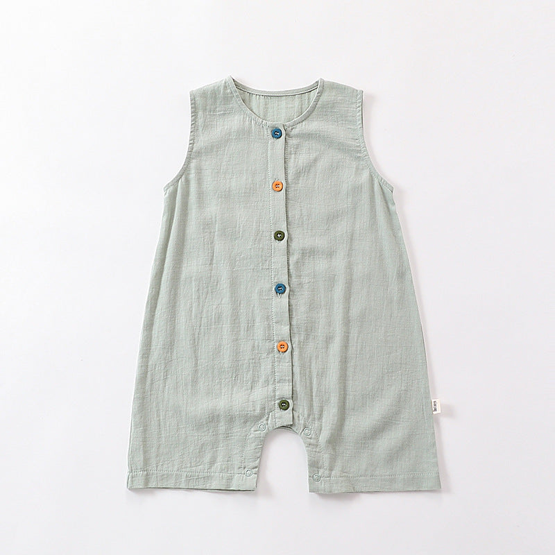 100% Cotton Baby Romper - Sleeveless Summer Jumpsuit for Infant Boys Girls