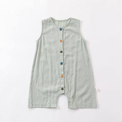 100% Cotton Baby Romper - Sleeveless Summer Jumpsuit for Infant Boys Girls