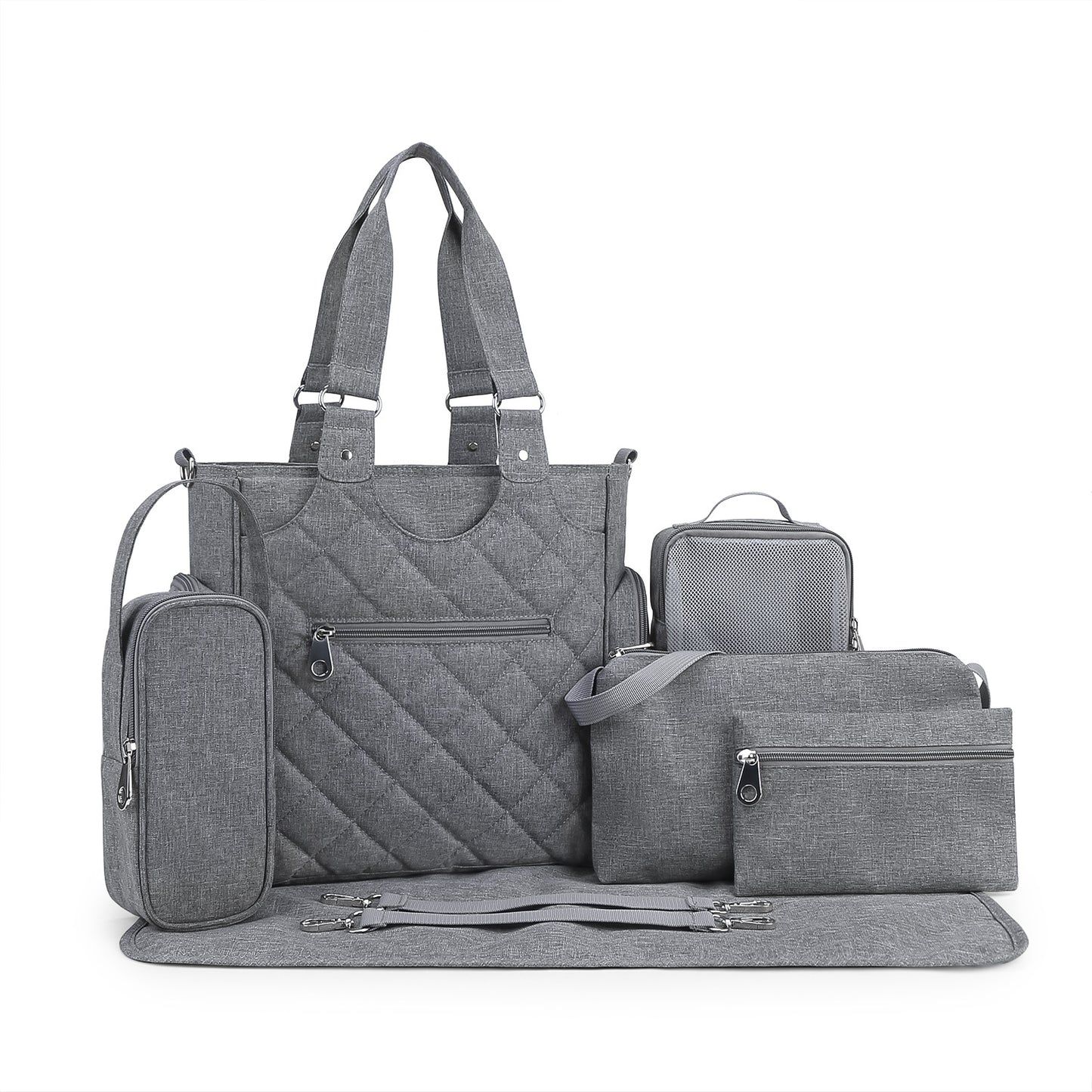 7-in-1 Waterproof Diaper Bag Backpack with Insulated Bottle Pouch & Changing Station – Multifunctional Baby Bag for Stroller, Travel, Maternity