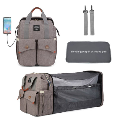 Multi-Functional Foldable Bed Diaper Backpack - Large Capacity Waterproof Portable Baby Bed And Mother Baby Backpack