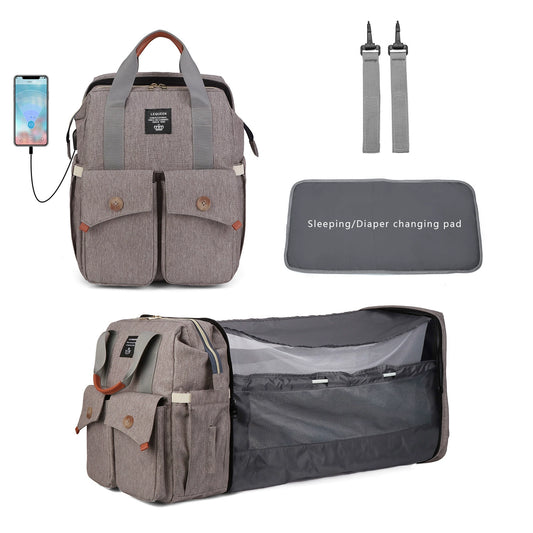 Multi-Functional Foldable Bed Diaper Backpack - Large Capacity Waterproof Portable Baby Bed And Mother Baby Backpack