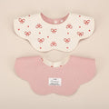 Pink Petal Style Drool Bibs - 100% Cotton Teething Bib with Snap Closure