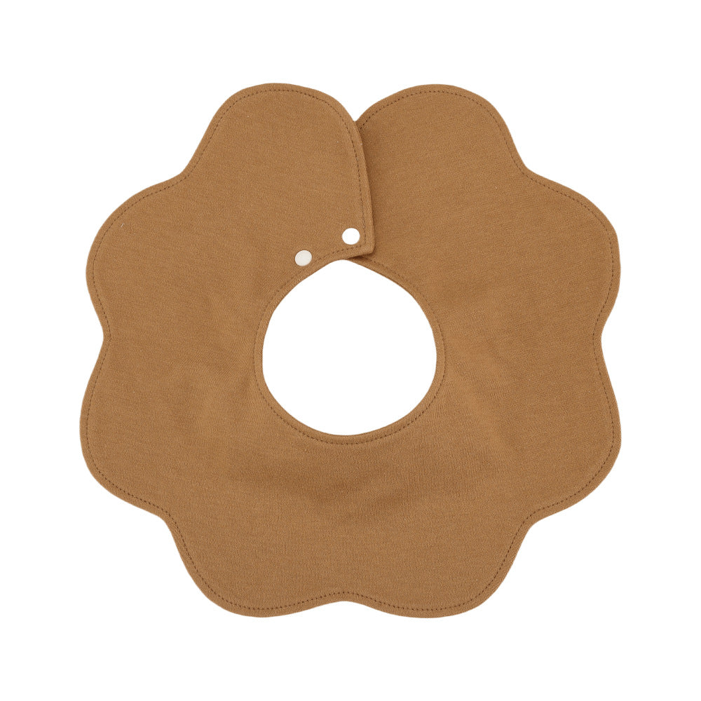 Brown Petal Style Drool Bibs - 100% Cotton Teething Bib with Snap Closure