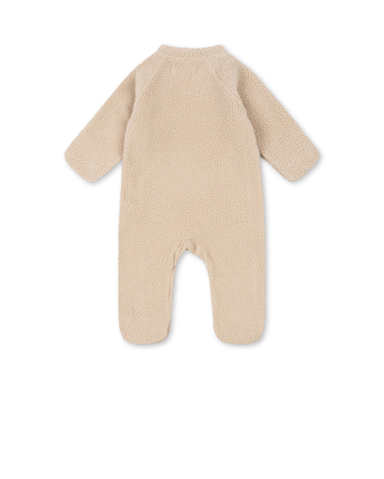 Baby Fleece Footed Romper - Soft Thermal Jumpsuit with Non-Slip Soles