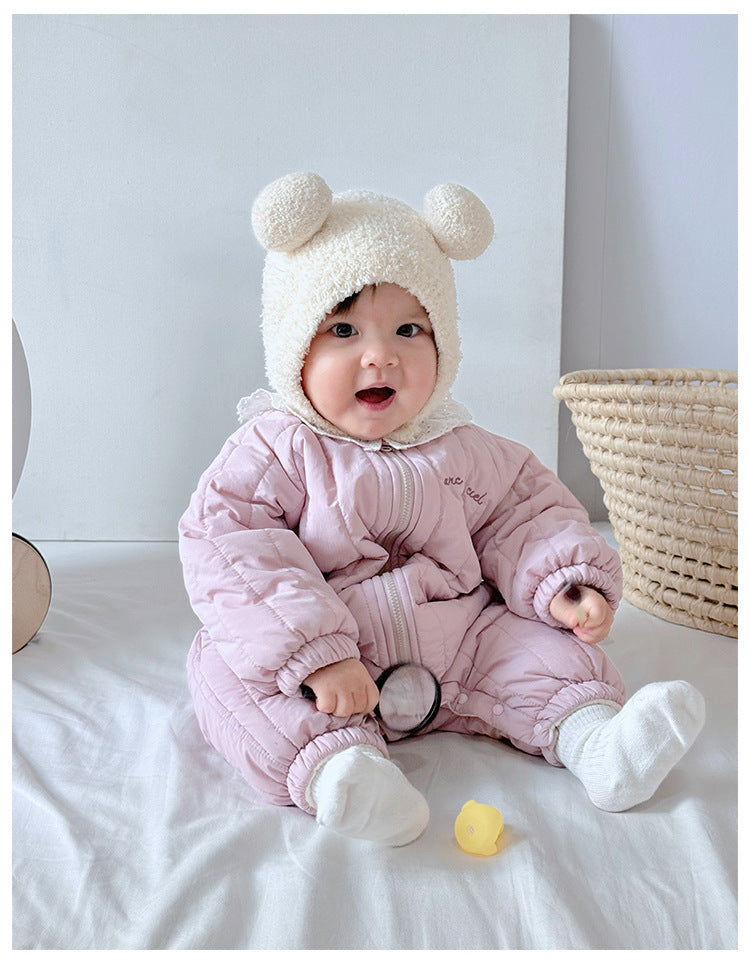 Baby Winter Cotton Padded Jumpsuit, Warm Animal Themed Romper for Baby