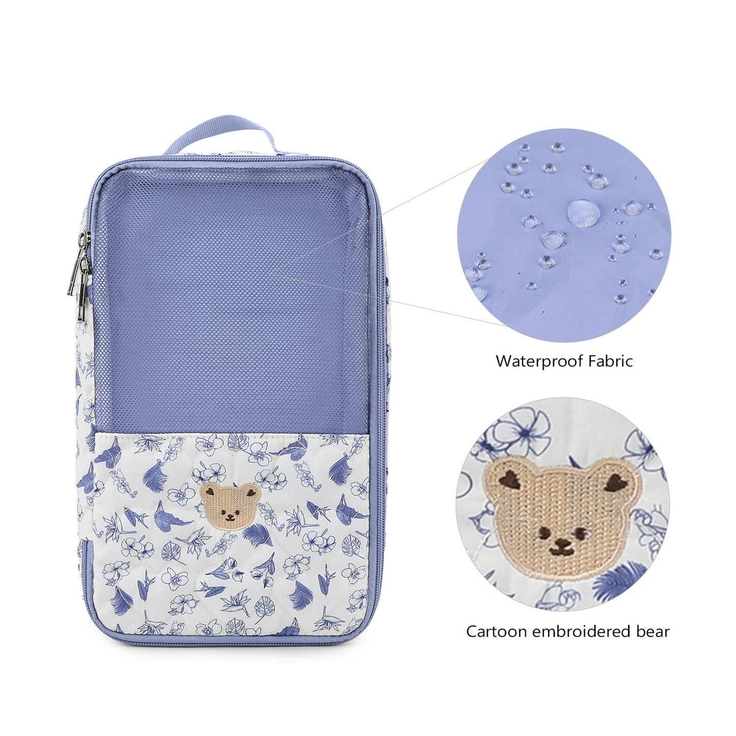 Wet Dry Bag for Diaper Bag – Waterproof Laundry Pouch for Baby Clothes, Portable Storage Organizer with Cute Bear Print