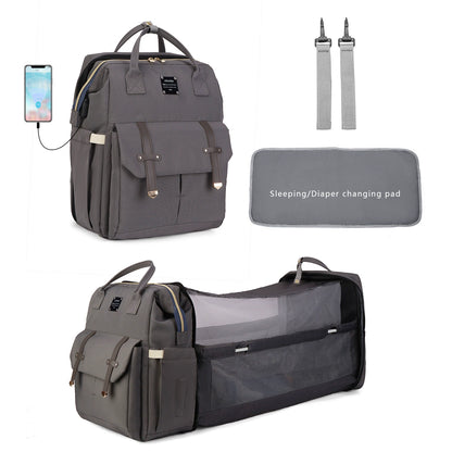 2025 New Portable Mommy Backpack with Changing Station ,Folding Lightweight Multi-functional Waterproof Diaper Backpack