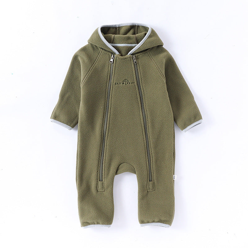 Baby Fleece Jumpsuit - Double-Sided Plush Romper for Infant Winter Wear