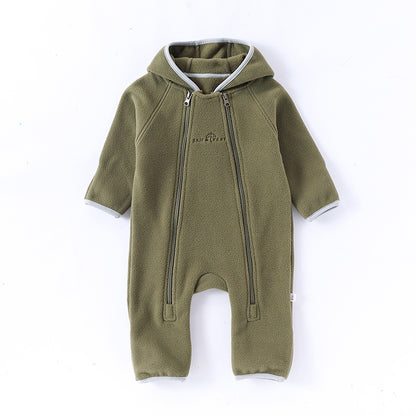 Baby Fleece Jumpsuit - Double-Sided Plush Romper for Infant Winter Wear