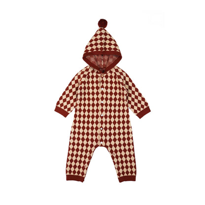 Christmas Plaid Baby Romper - Long Sleeve Knit Jumpsuit