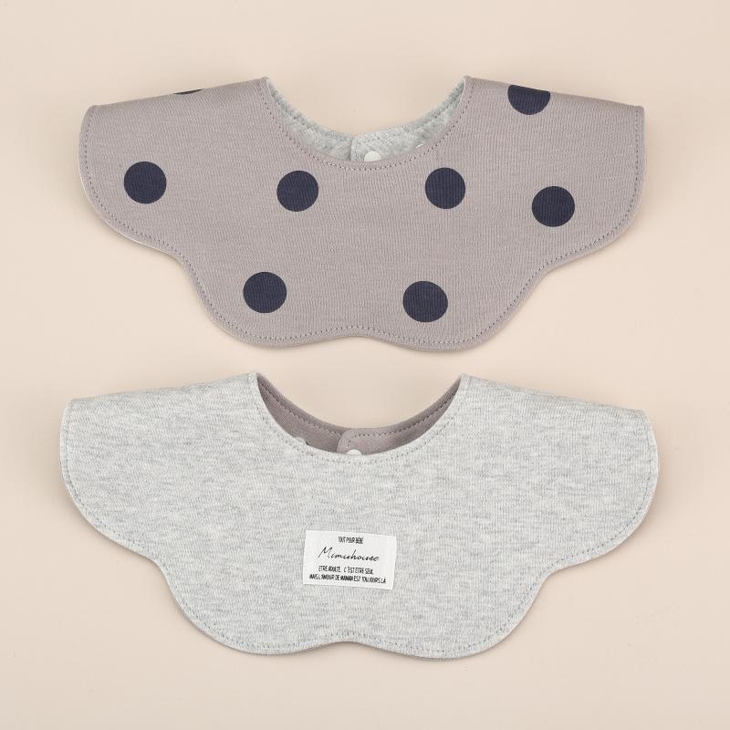 Gray Petal Style Drool Bibs - 100% Cotton Teething Bib with Snap Closure