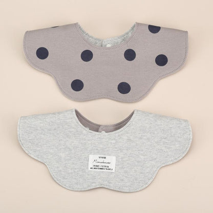 Gray Petal Style Drool Bibs - 100% Cotton Teething Bib with Snap Closure