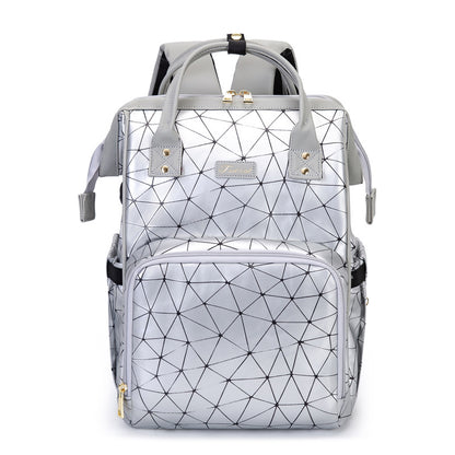 PU Leather Diaper Bag Backpack with 16 Pockets – Insulated Bottle Compartment, Stroller Straps & Luggage Sleeve