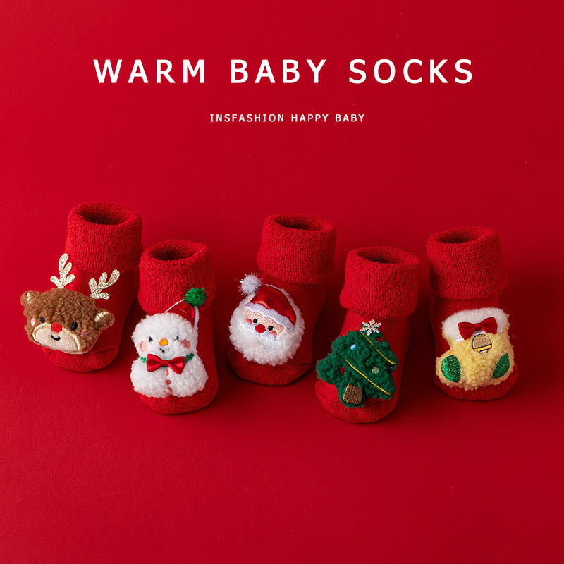 Cozy Christmas Stockings for Babies - Non-Slip Gripper Socks