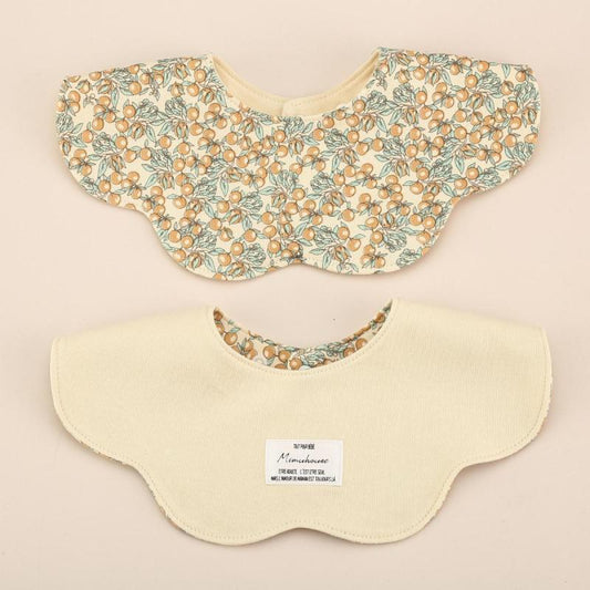 Beige Petal Style Drool Bibs - 100% Cotton Teething Bib with Snap Closure