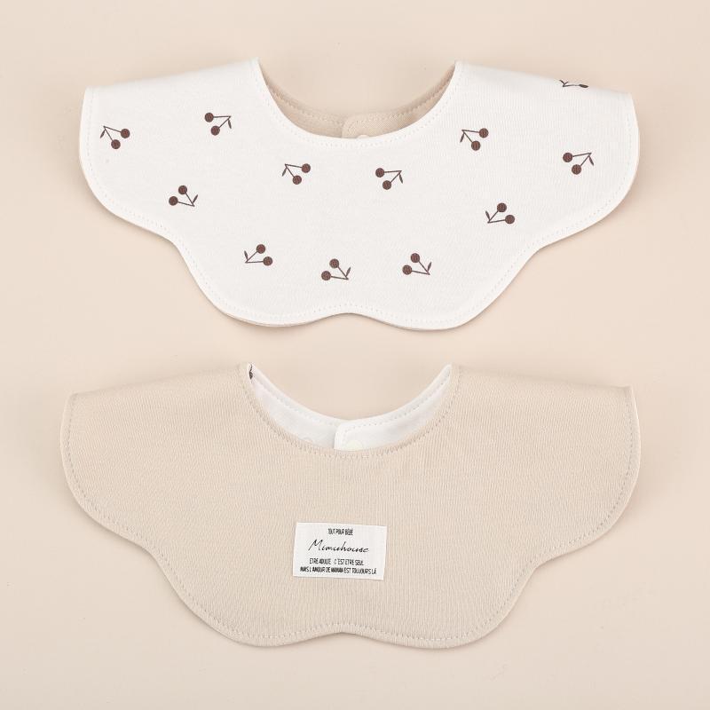 Khaki Petal Style Drool Bibs - 100% Cotton Teething Bib with Snap Closure