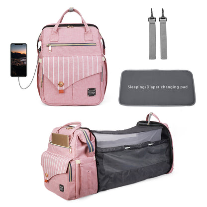 3-in-1 Convertible Baby Travel Bag – Portable Bassinet, Diaper Bag & Changing Station with Mosquito Net, Foldable Baby Bed for Outdoor, Travel & Daily Use