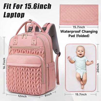 Multi-Functional Waterproof Diaper Bag Backpack with Changing Pad