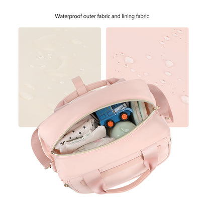 Pink Diaper Bag for Mom - Large Capacity Baby Bag with Insulated Bottle Holder & Changing Pad