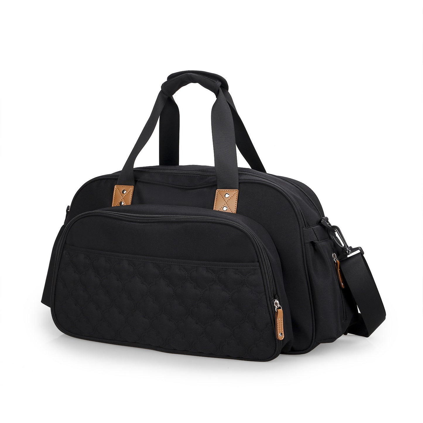 Quilted Diaper Bag Tote with Baby Bed– Foldable Portable Mommy Bag with Changing Pad