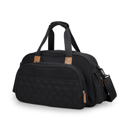 Quilted Diaper Bag Tote with Baby Bed– Foldable Portable Mommy Bag with Changing Pad