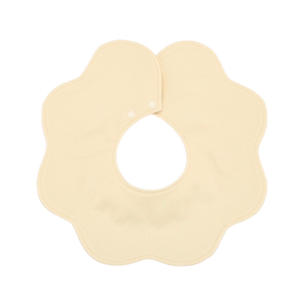 Beige Petal Style Drool Bibs - 100% Cotton Teething Bib with Snap Closure