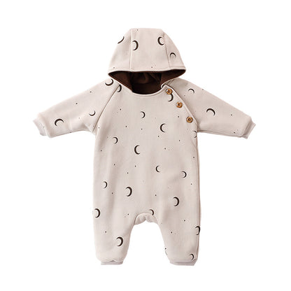 Baby Winter Romper - 3-Layer Thick Animal Print Jumpsuit for Infants