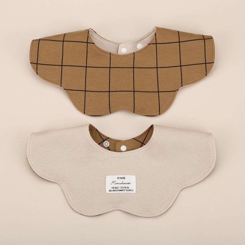 Khaki Petal Style Drool Bibs - 100% Cotton Teething Bib with Snap Closure