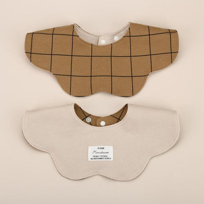 Khaki Petal Style Drool Bibs - 100% Cotton Teething Bib with Snap Closure