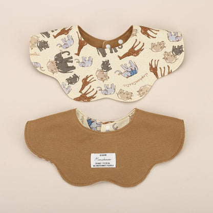 Brown Petal Style Drool Bibs - 100% Cotton Teething Bib with Snap Closure