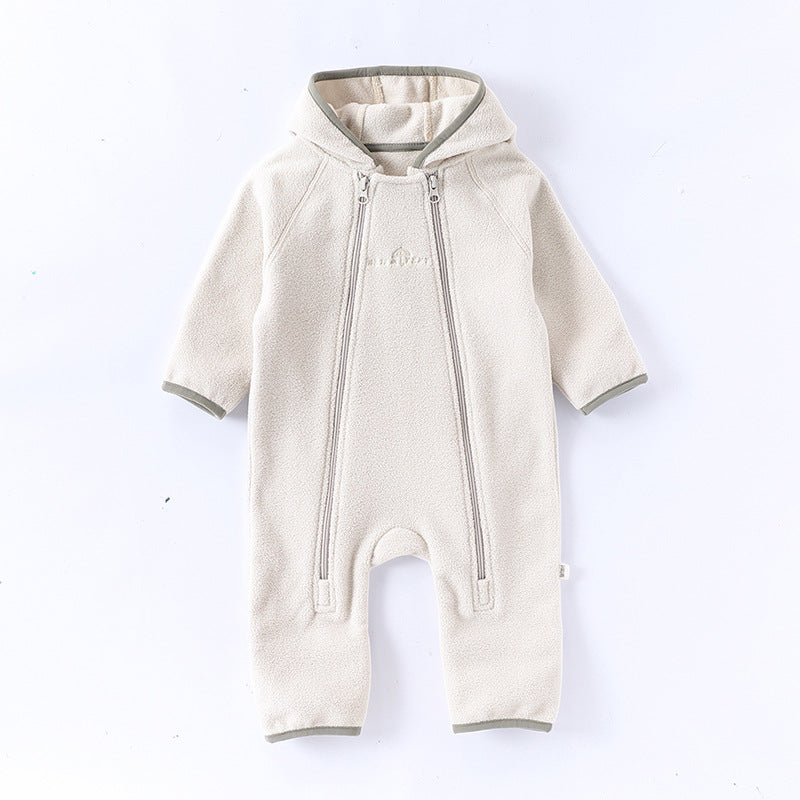 Baby Fleece Jumpsuit - Double-Sided Plush Romper for Infant Winter Wear