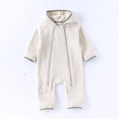 Baby Fleece Jumpsuit - Double-Sided Plush Romper for Infant Winter Wear